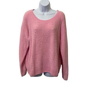 Serpentine Women's Round Neck Pullover Sweater Size XL Pink Long Sleeve